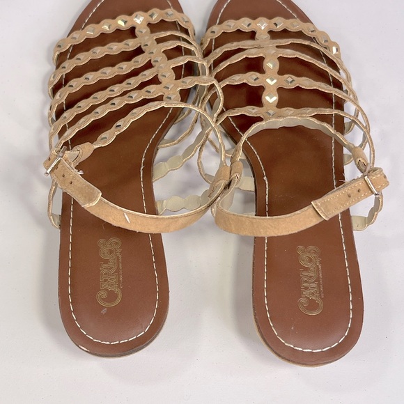 CARLOS (By Carlos Santana) Studded Gladiator Sandals Tan/Silver-9.5 - Picture 7 of 8